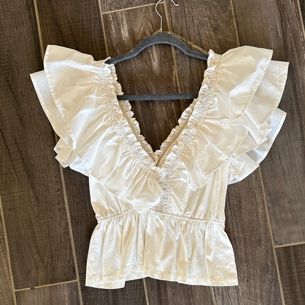 Entro White Ruffled Blouse - Picture 3 of 6